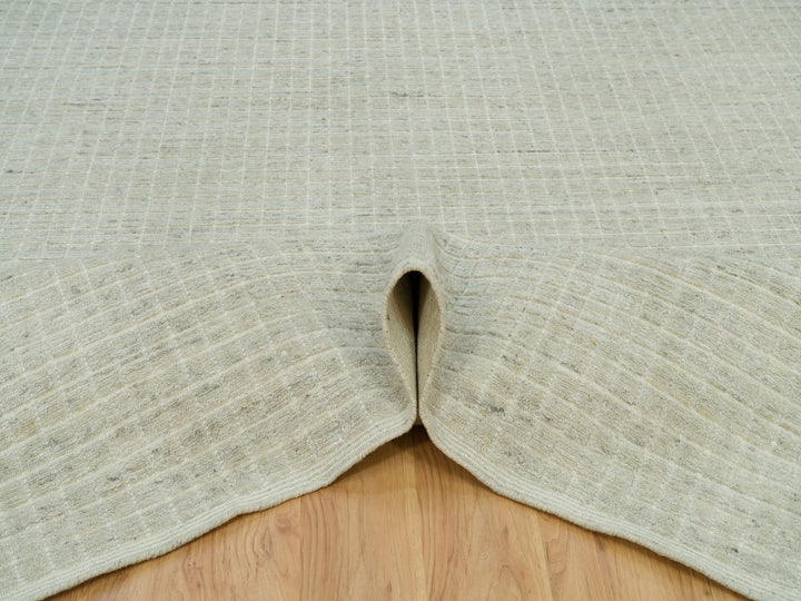 10'0" x 13'9" New Hand Loomed Ivory Wool Rectangle Oriental Rug - MOA10290341