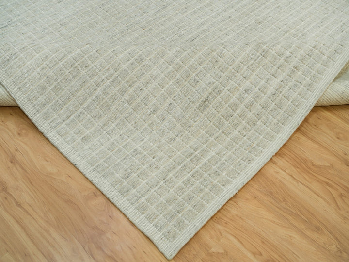 10'0" x 13'9" New Hand Loomed Ivory Wool Rectangle Oriental Rug - MOA10290341