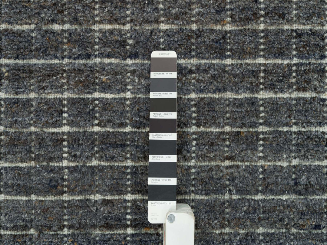 11'11" x 14'9" New Hand Loomed Grey Wool Rectangle Oriental Rug - MOA10290345