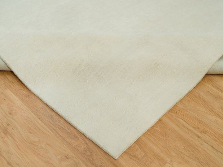 9'0" x 12'0" New Hand Loomed Ivory Wool Rectangle Oriental Rug - MOA10290380