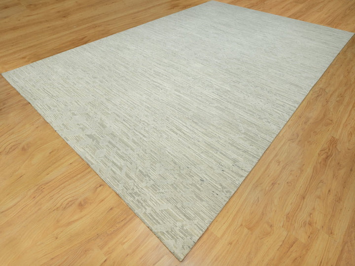 11'10" x 18'0" New Hand Knotted Ivory Wool Rectangle Oriental Rug - MOA10290414