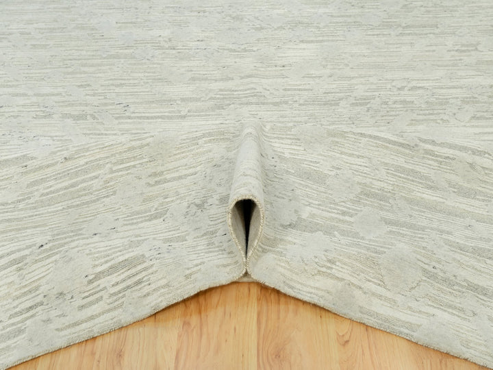 11'10" x 18'0" New Hand Knotted Ivory Wool Rectangle Oriental Rug - MOA10290414