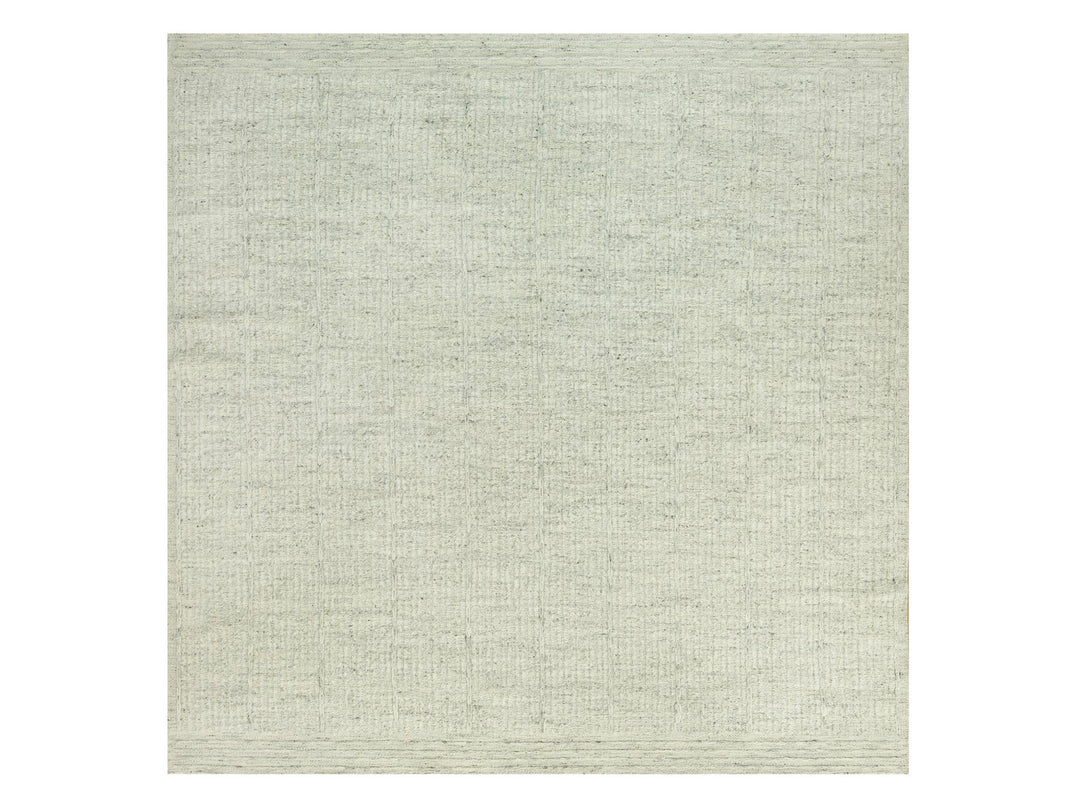 10'3" x 10'3" New Hand Woven Grey Wool Square Oriental Rug - MOA10290448