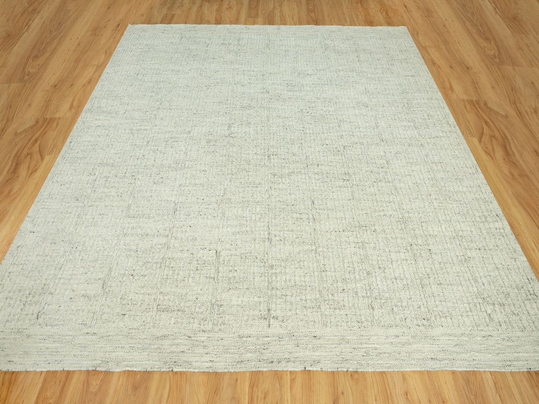 10'3" x 10'3" New Hand Woven Grey Wool Square Oriental Rug - MOA10290448