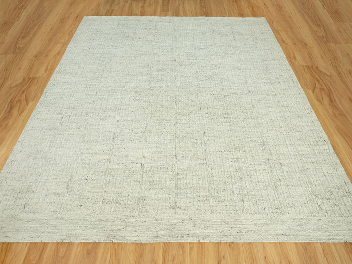 10'3" x 10'3" New Hand Woven Grey Wool Square Oriental Rug - MOA10290448