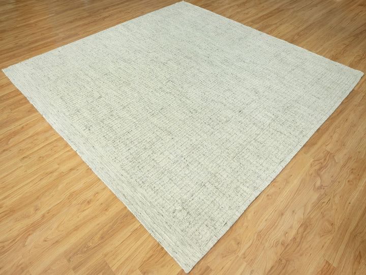 10'3" x 10'3" New Hand Woven Grey Wool Square Oriental Rug - MOA10290448