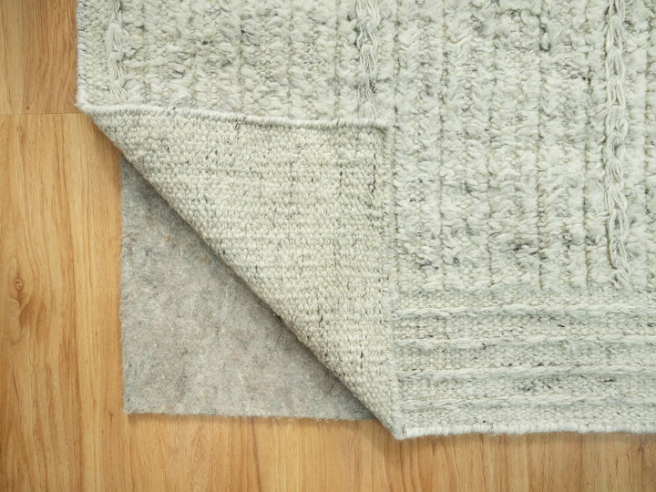 10'3" x 10'3" New Hand Woven Grey Wool Square Oriental Rug - MOA10290448