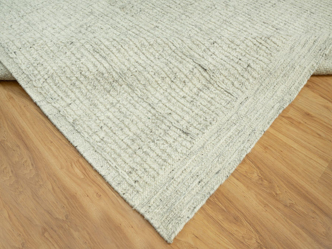 10'3" x 10'3" New Hand Woven Grey Wool Square Oriental Rug - MOA10290448