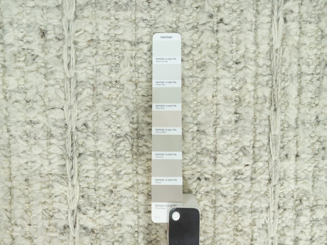 10'3" x 10'3" New Hand Woven Grey Wool Square Oriental Rug - MOA10290448