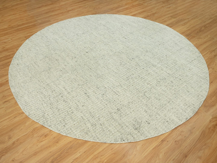 10'1" x 10'1" New Hand Woven Grey Wool Round Oriental Rug - MOA10290449