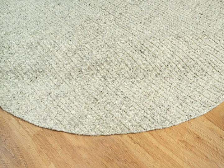 10'1" x 10'1" New Hand Woven Grey Wool Round Oriental Rug - MOA10290449