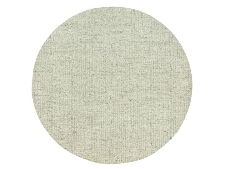 8'1" x 8'1" New Hand Woven Grey Wool Round Oriental Rug - MOA10290456