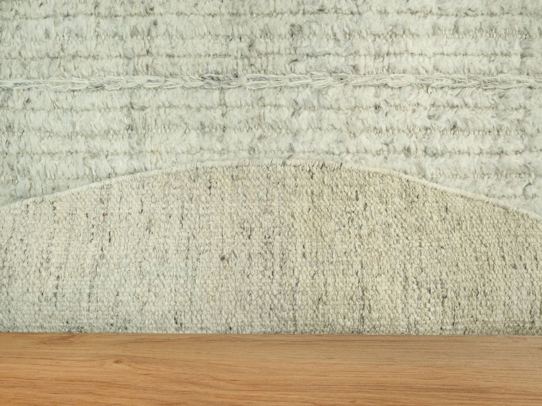 8'1" x 8'1" New Hand Woven Grey Wool Round Oriental Rug - MOA10290456