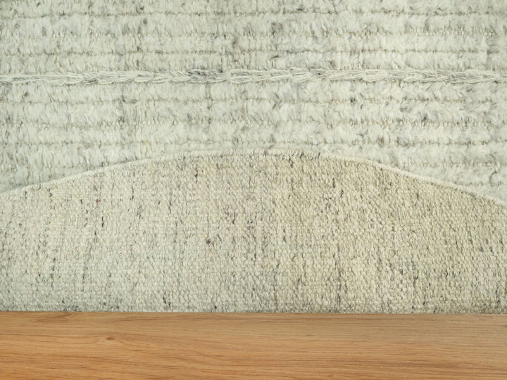 8'1" x 8'1" New Hand Woven Grey Wool Round Oriental Rug - MOA10290456