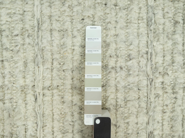 8'1" x 8'1" New Hand Woven Grey Wool Round Oriental Rug - MOA10290456