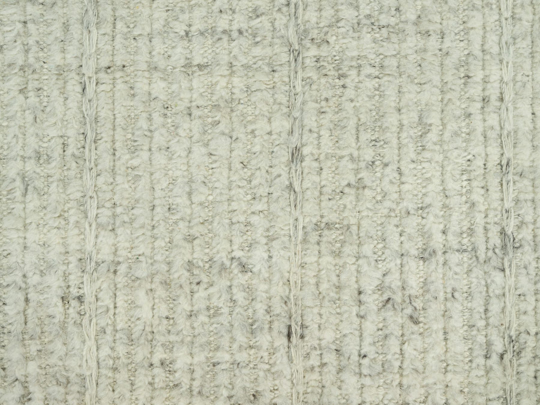 8'1" x 8'1" New Hand Woven Grey Wool Round Oriental Rug - MOA10290456