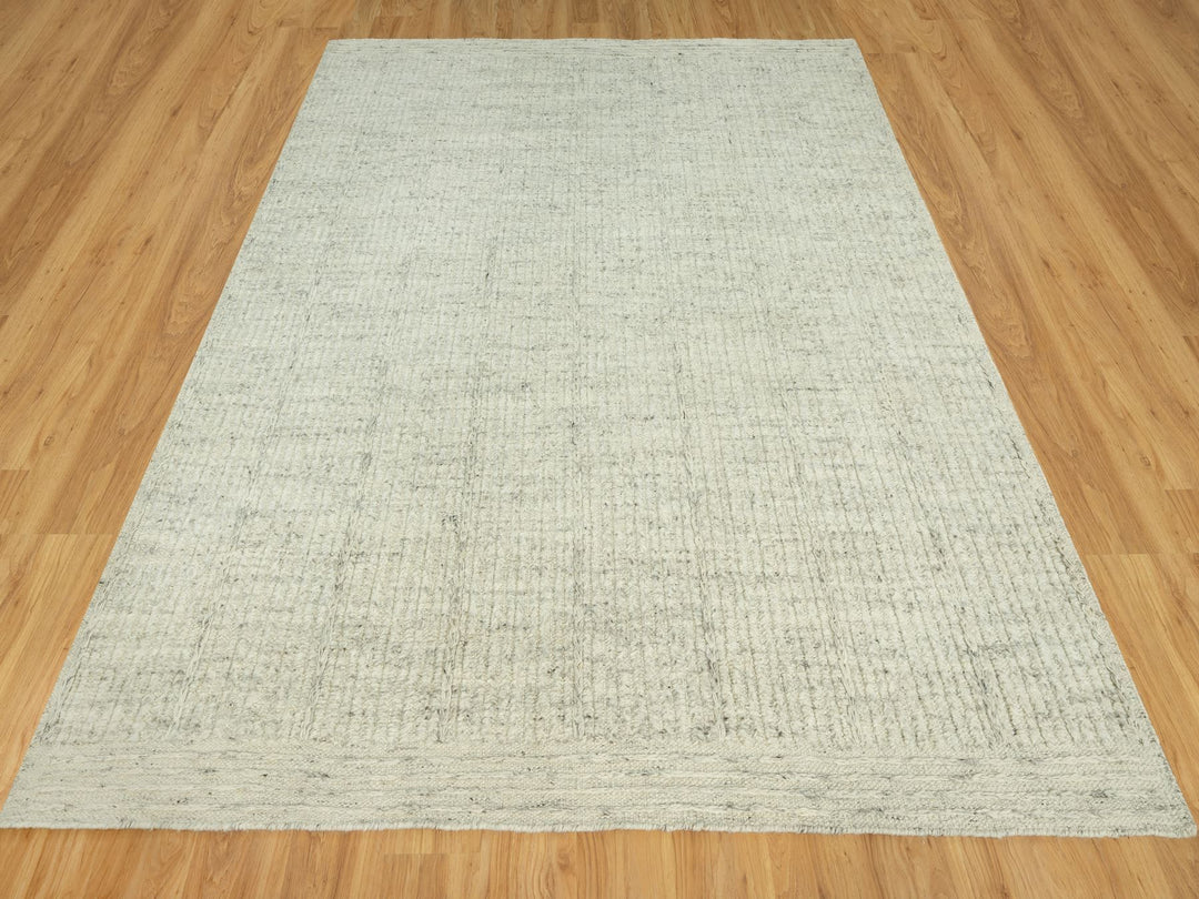 8'3" x 10'0" New Hand Woven Grey Wool Rectangle Oriental Rug - MOA10290466