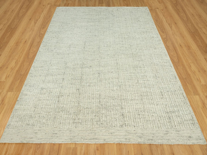 8'3" x 10'0" New Hand Woven Grey Wool Rectangle Oriental Rug - MOA10290466