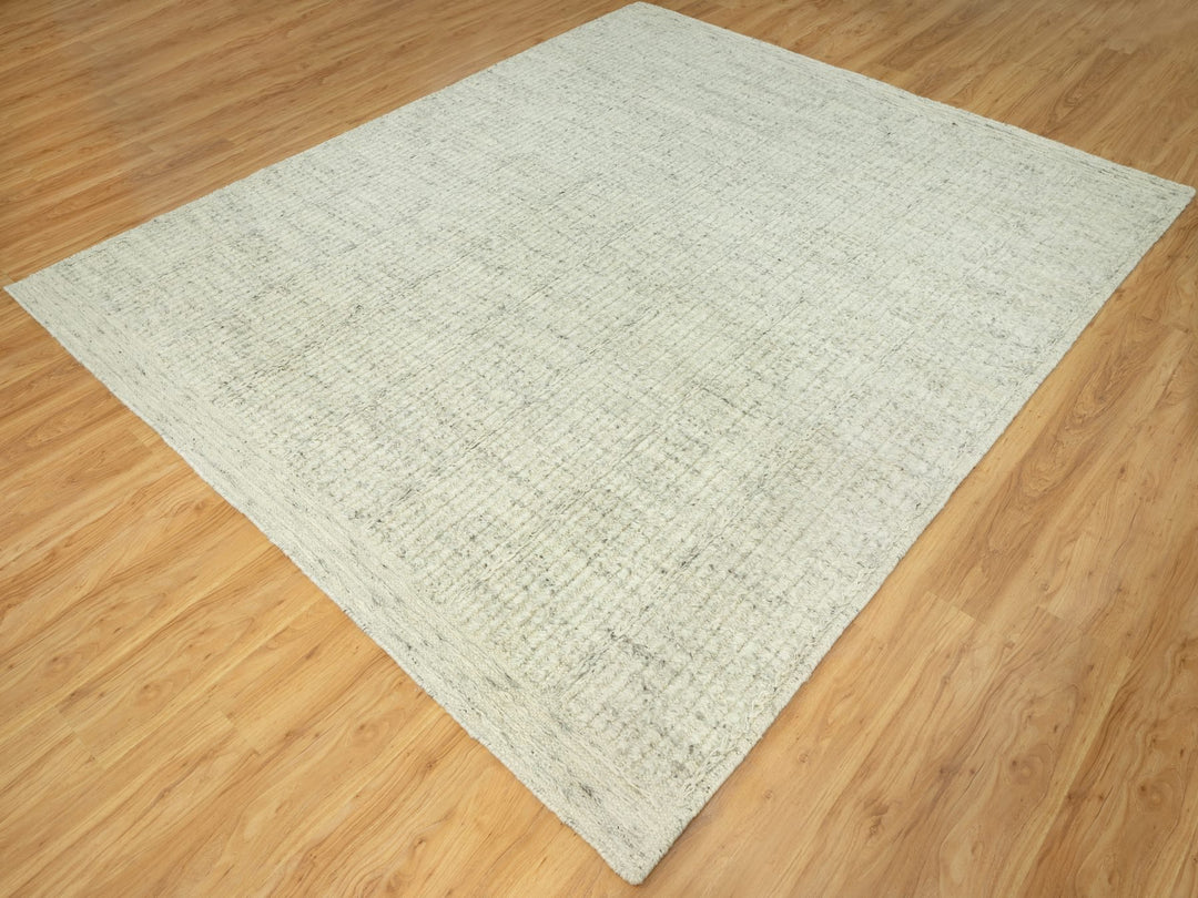 8'3" x 10'0" New Hand Woven Grey Wool Rectangle Oriental Rug - MOA10290466