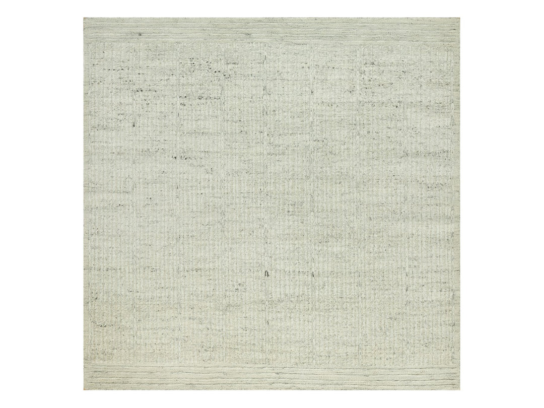 8'0" x 8'1" New Hand Woven Grey Wool Square Oriental Rug - MOA10290476