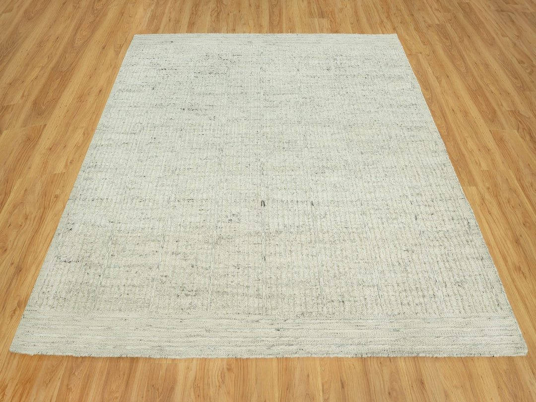 8'0" x 8'1" New Hand Woven Grey Wool Square Oriental Rug - MOA10290476
