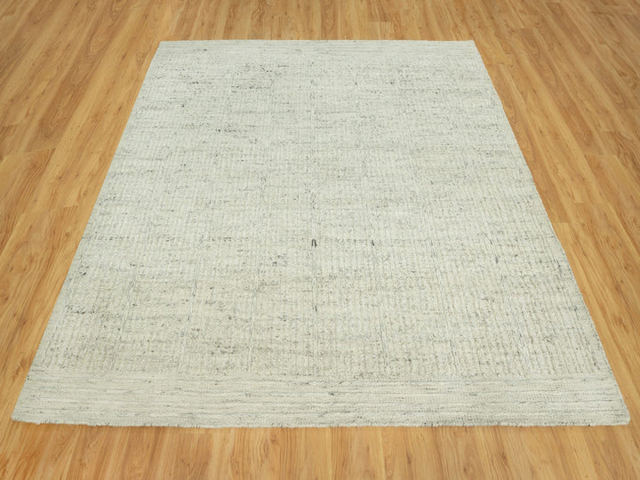 8'0" x 8'1" New Hand Woven Grey Wool Square Oriental Rug - MOA10290476