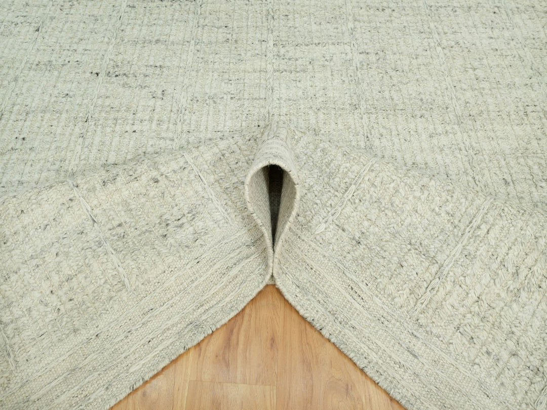 8'0" x 8'1" New Hand Woven Grey Wool Square Oriental Rug - MOA10290476