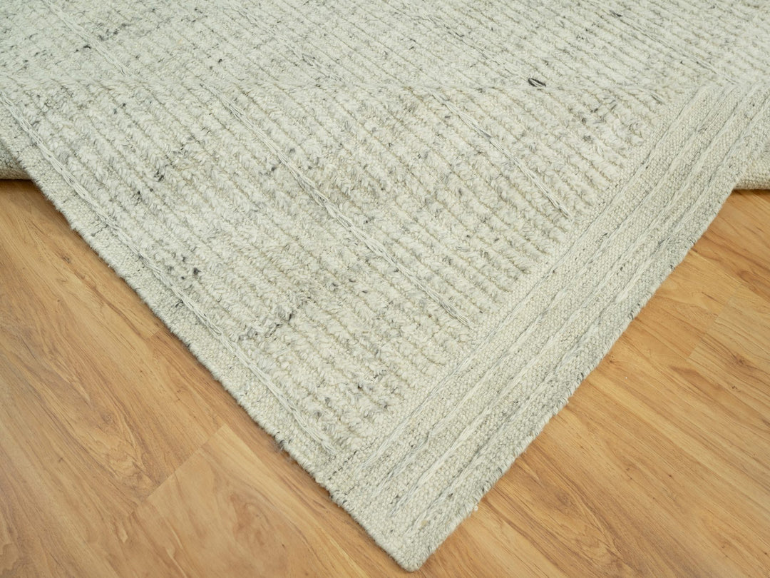 8'0" x 8'1" New Hand Woven Grey Wool Square Oriental Rug - MOA10290476