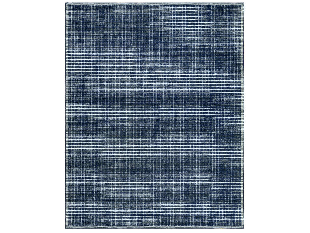 9'3" x 11'9" New Hand Loomed Blue Wool Rectangle Oriental Rug - MOA10290549