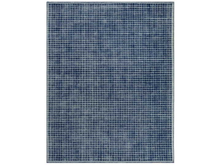 9'3" x 11'9" New Hand Loomed Blue Wool Rectangle Oriental Rug - MOA10290549