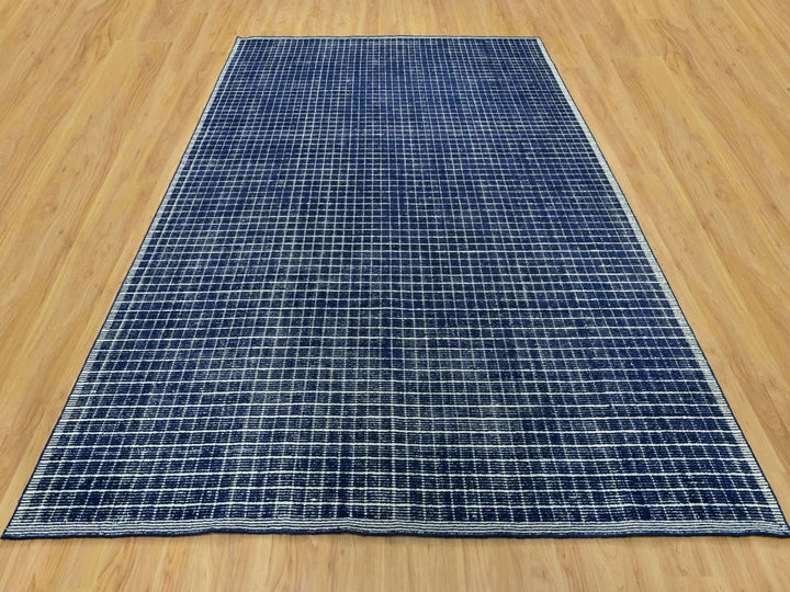 9'3" x 11'9" New Hand Loomed Blue Wool Rectangle Oriental Rug - MOA10290549