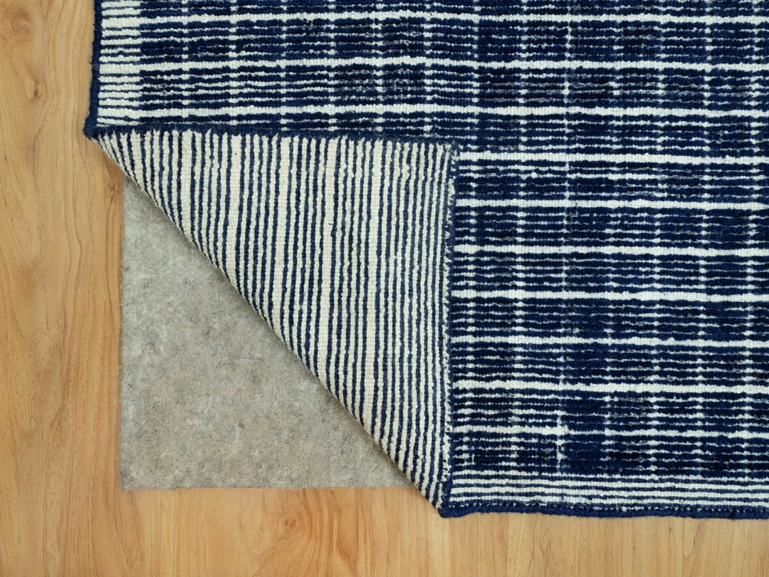 9'3" x 11'9" New Hand Loomed Blue Wool Rectangle Oriental Rug - MOA10290549