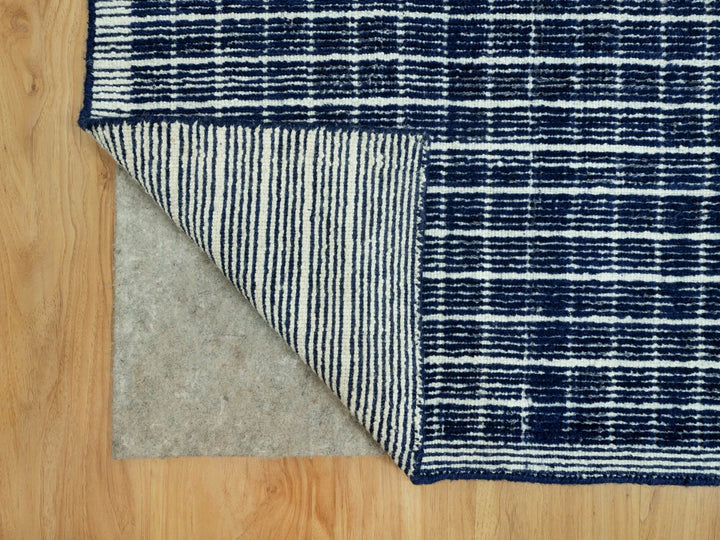 9'3" x 11'9" New Hand Loomed Blue Wool Rectangle Oriental Rug - MOA10290549