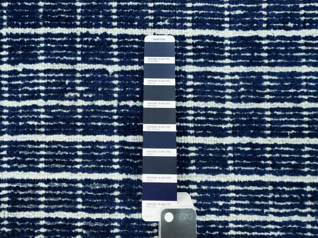 9'3" x 11'9" New Hand Loomed Blue Wool Rectangle Oriental Rug - MOA10290549