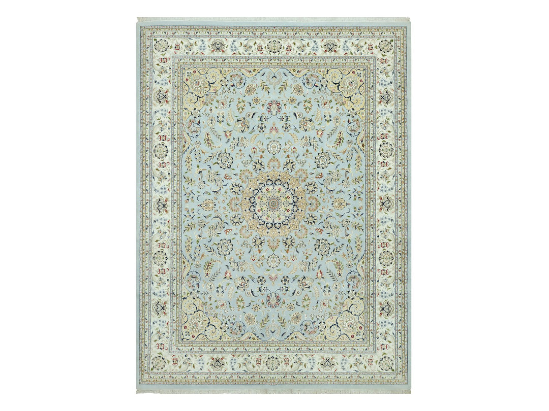 11'6" x 15'6" New Hand Knotted Blue Wool Rectangle Oriental Rug - MOA10290608