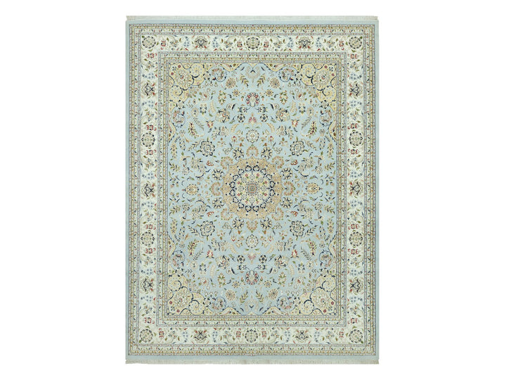 11'6" x 15'6" New Hand Knotted Blue Wool Rectangle Oriental Rug - MOA10290608