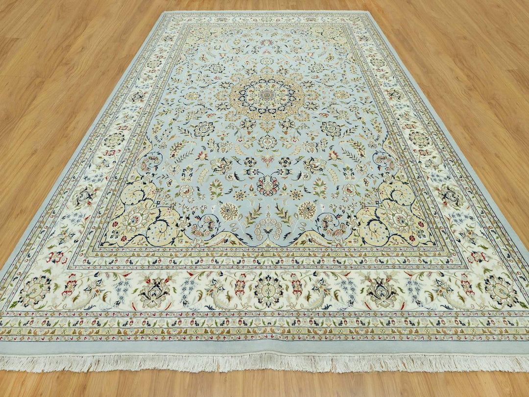 11'6" x 15'6" New Hand Knotted Blue Wool Rectangle Oriental Rug - MOA10290608
