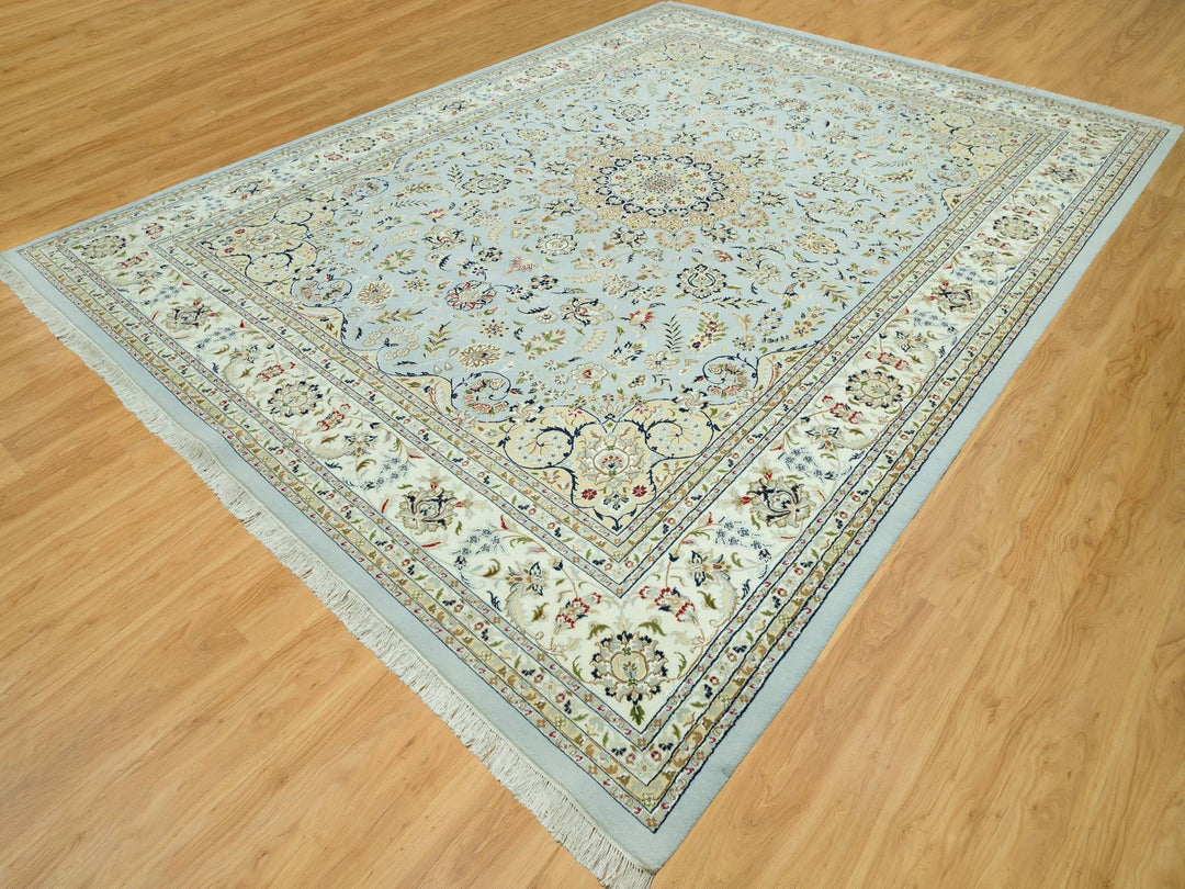 11'6" x 15'6" New Hand Knotted Blue Wool Rectangle Oriental Rug - MOA10290608