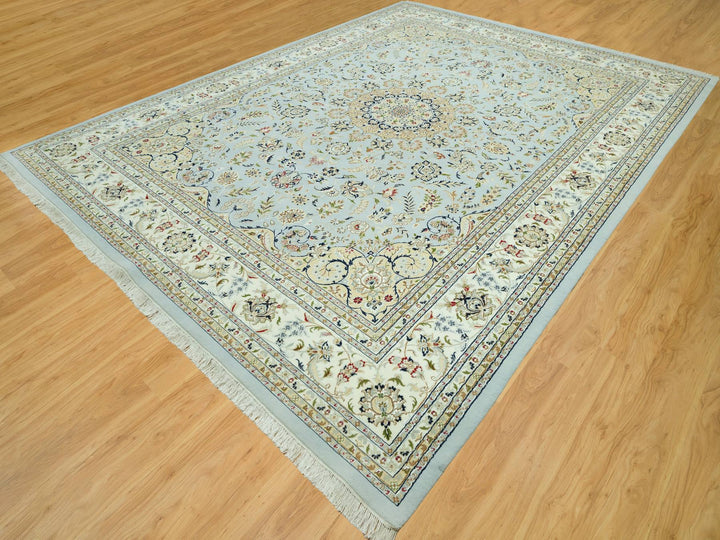 11'6" x 15'6" New Hand Knotted Blue Wool Rectangle Oriental Rug - MOA10290608