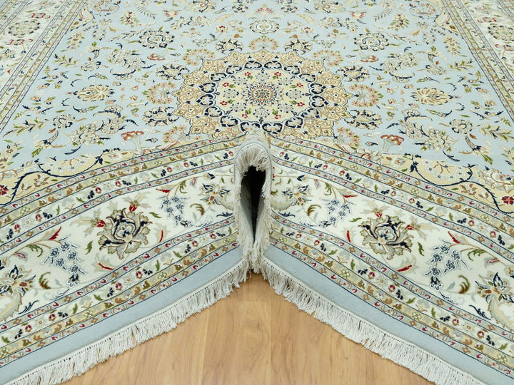 11'6" x 15'6" New Hand Knotted Blue Wool Rectangle Oriental Rug - MOA10290608