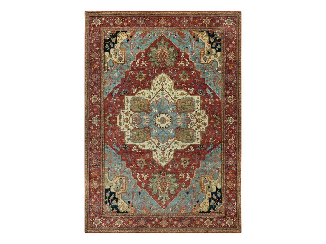 10'0" x 14'0" New Hand Knotted Red Wool Rectangle Oriental Rug - MOA10290636