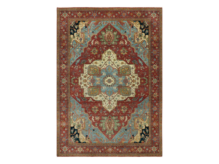 10'0" x 14'0" New Hand Knotted Red Wool Rectangle Oriental Rug - MOA10290636