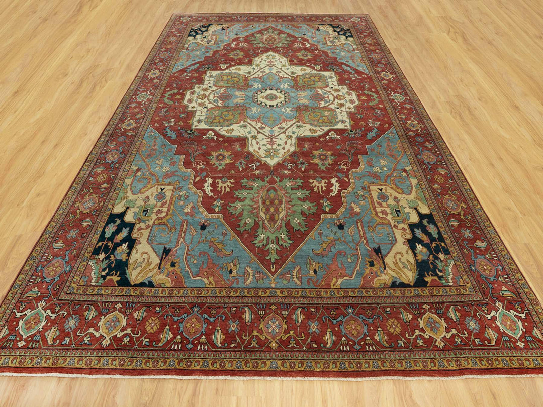 10'0" x 14'0" New Hand Knotted Red Wool Rectangle Oriental Rug - MOA10290636