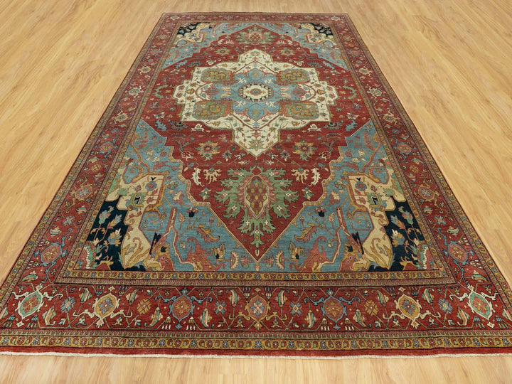 10'0" x 14'0" New Hand Knotted Red Wool Rectangle Oriental Rug - MOA10290636