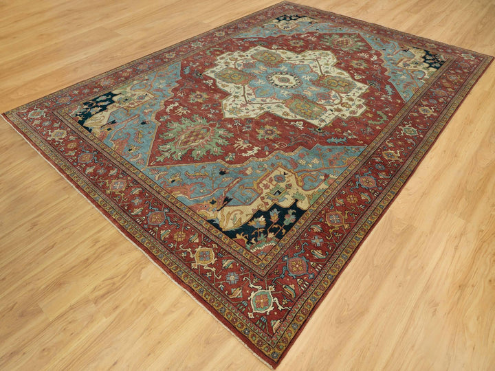 10'0" x 14'0" New Hand Knotted Red Wool Rectangle Oriental Rug - MOA10290636