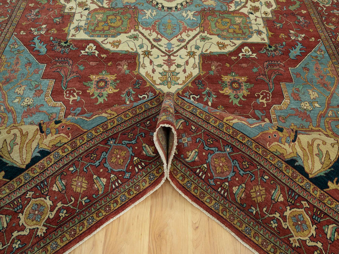 10'0" x 14'0" New Hand Knotted Red Wool Rectangle Oriental Rug - MOA10290636