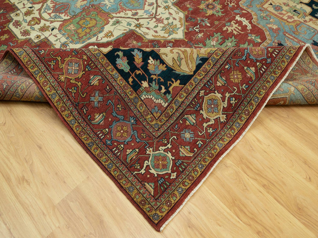 10'0" x 14'0" New Hand Knotted Red Wool Rectangle Oriental Rug - MOA10290636