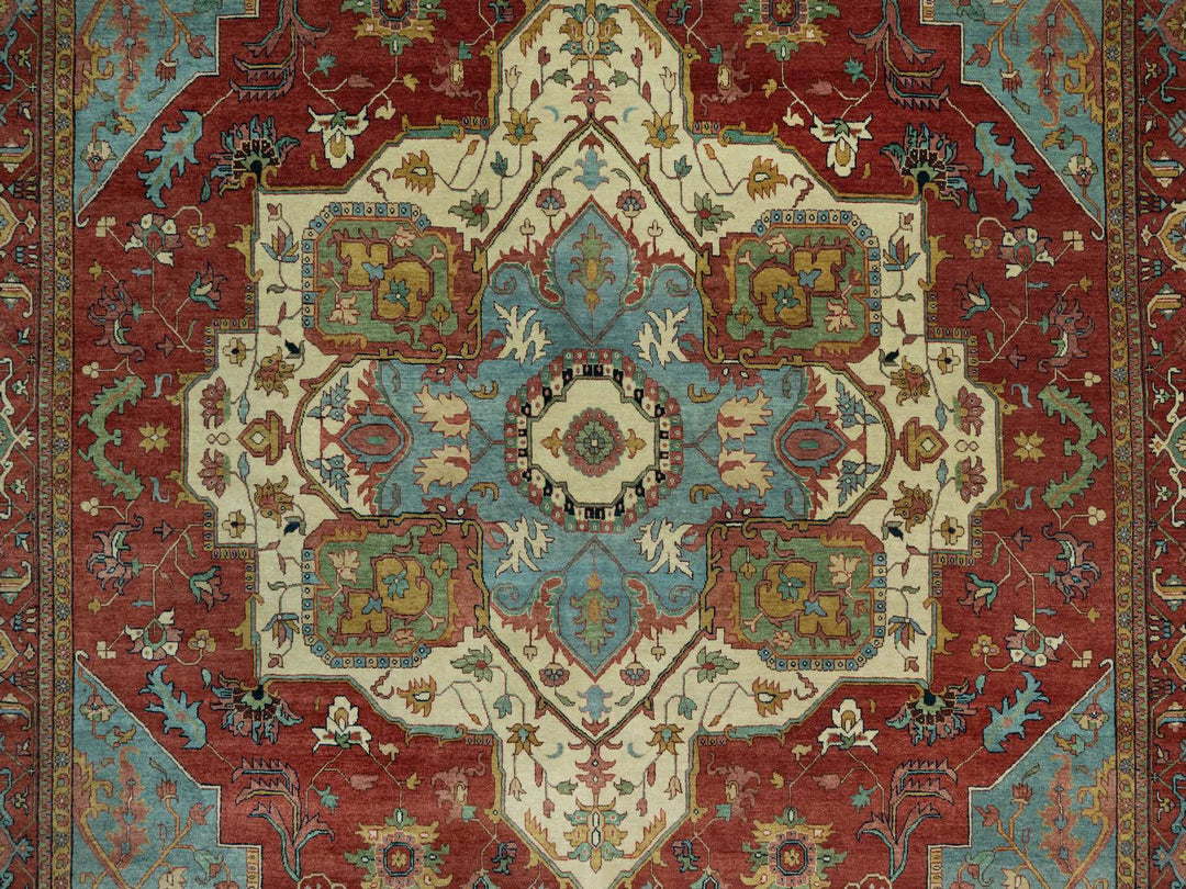 10'0" x 14'0" New Hand Knotted Red Wool Rectangle Oriental Rug - MOA10290636