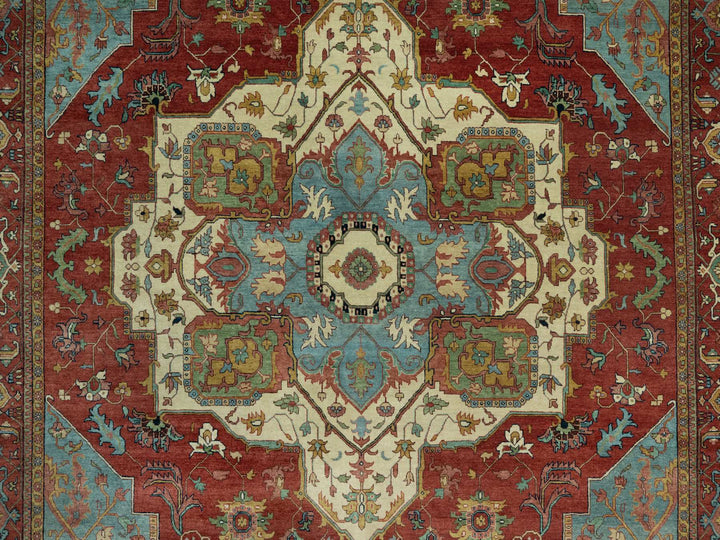 10'0" x 14'0" New Hand Knotted Red Wool Rectangle Oriental Rug - MOA10290636