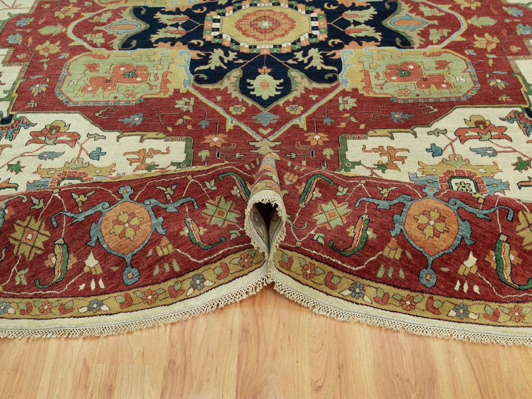 14'0" x 14'0" New Hand Knotted Ivory Wool Round Oriental Rug - MOA10290661